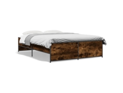 Maison Exclusive - Estructura Cama Madera Ingeniería Metal Roble Ahumado 120x200cm