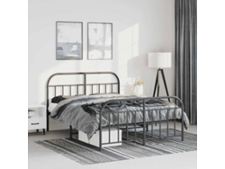 Estructura Cama Sin Colchón Con Estribo Metal Negro 135x190 Cm