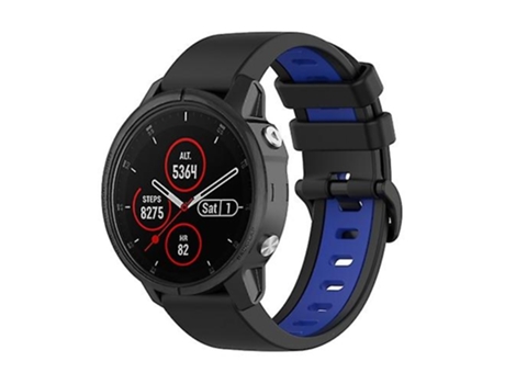 Correa para Garmin Fenix 5S Plus 22 mm Correa de reloj deportivo de silicona Bicolor Negro-Azul VENISYMLIS