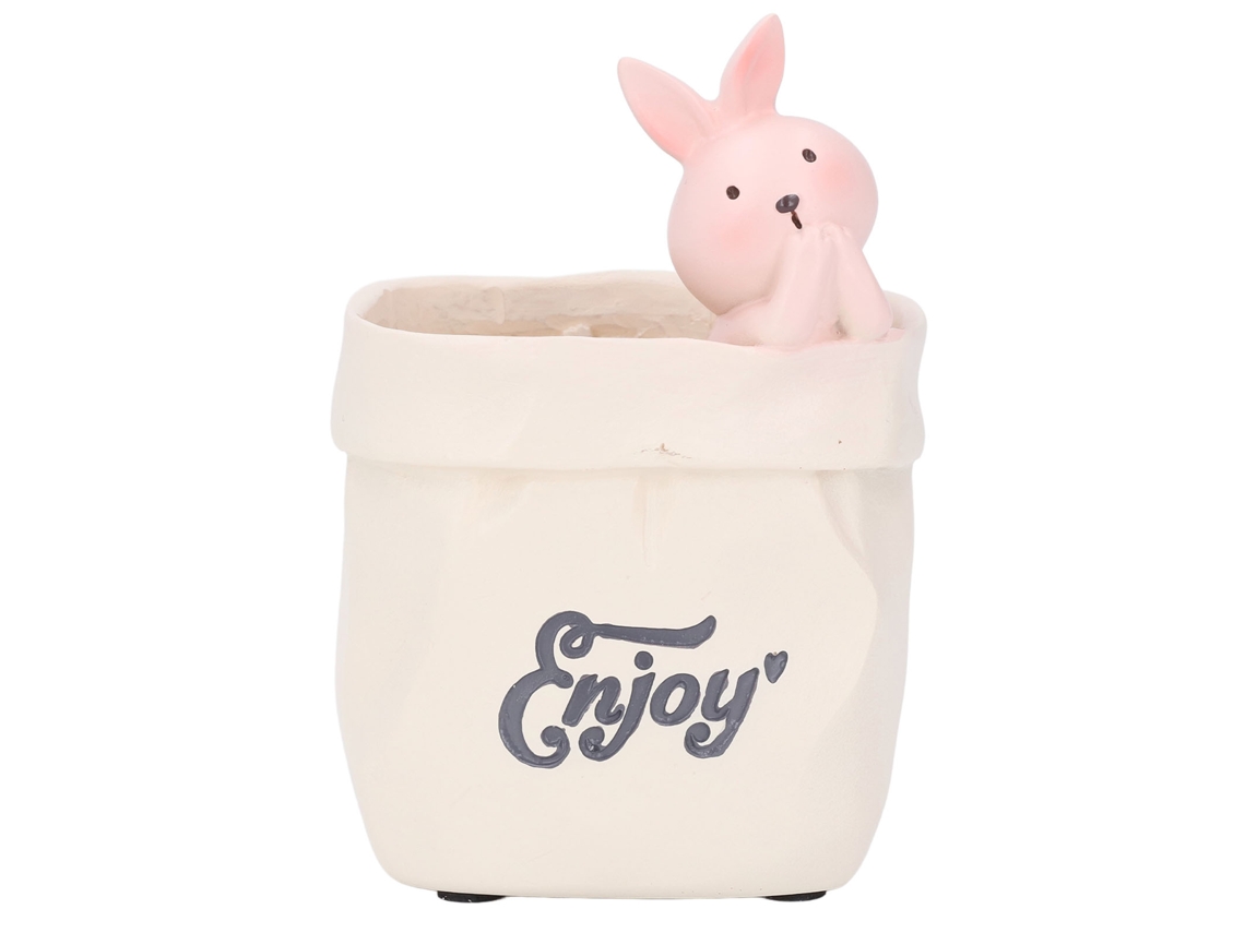 Portalápices y bolígrafos, adorno de mesa, con forma de conejo en una bolsa de supermercado