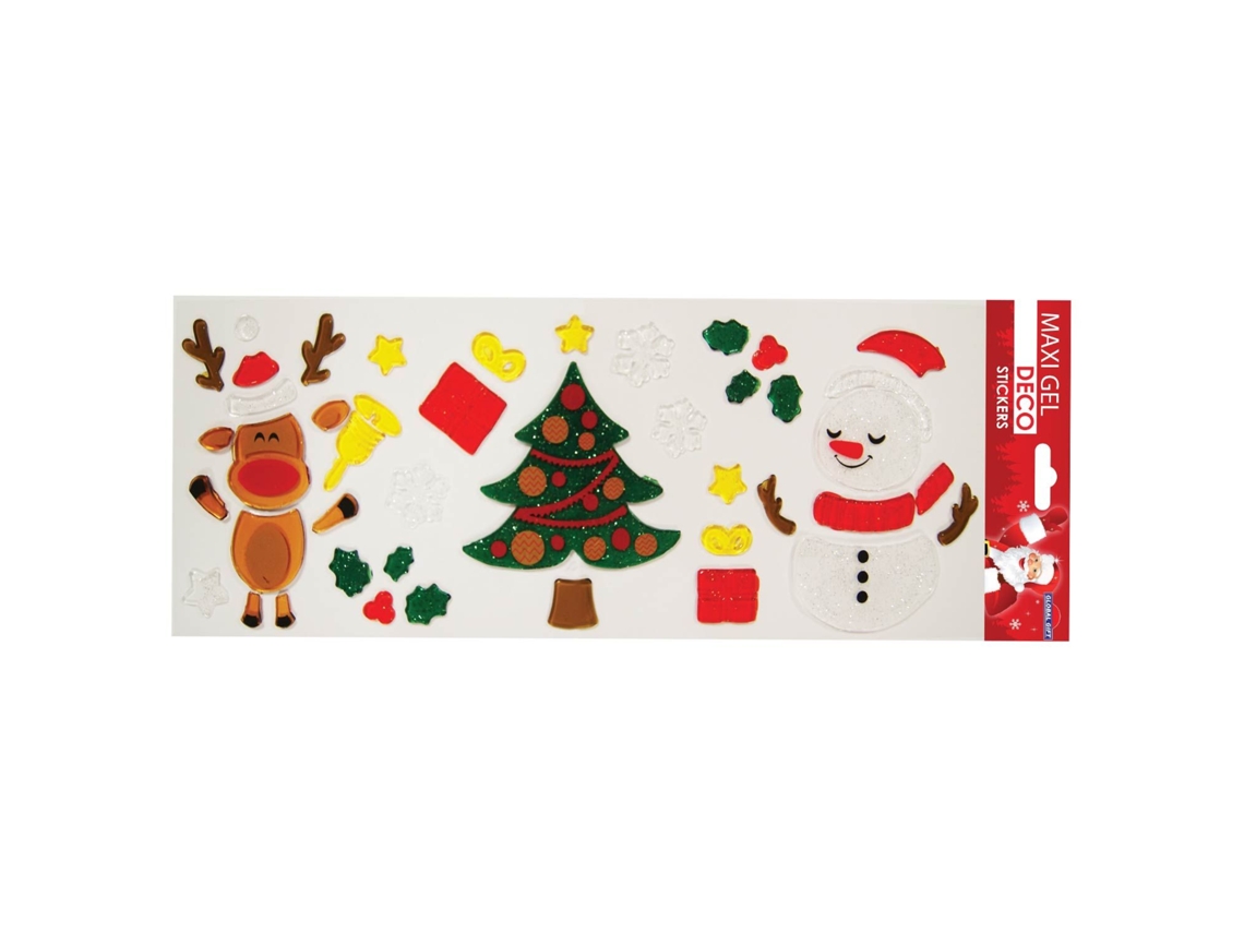 Pegatinas de gel para ventanas de Navidad - Reno y muñeco de nieve