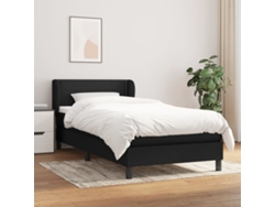 Cama Box Spring Con Colchón Tela Negro 90x190 Cm