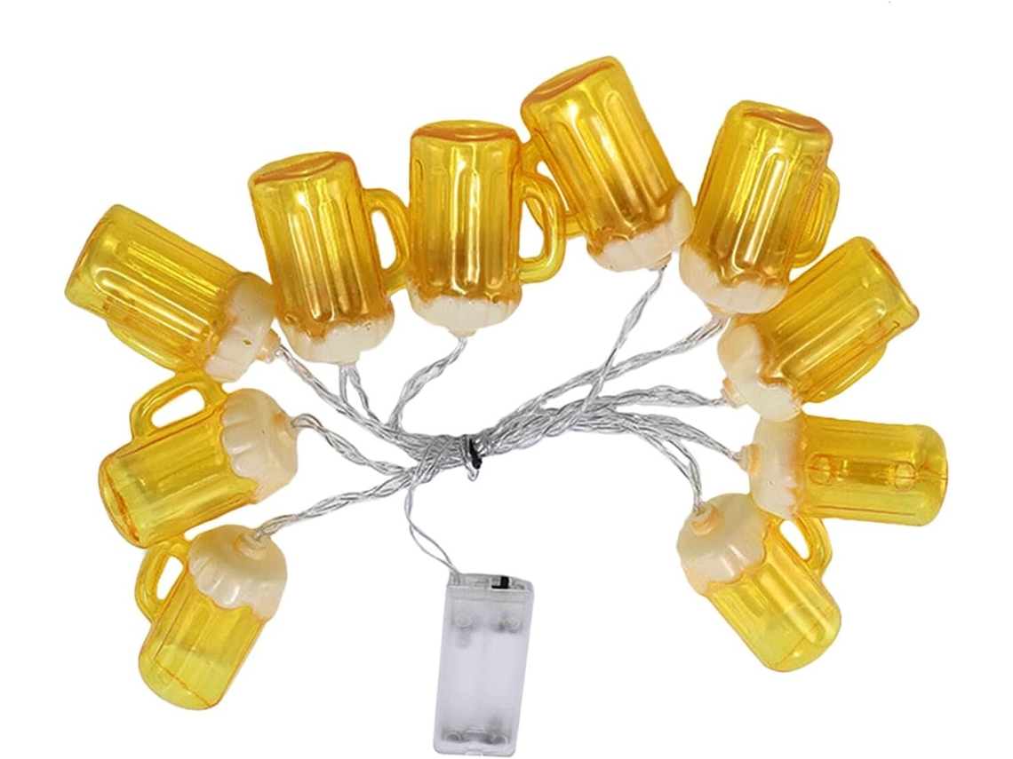 Luces Led Flexibles Y Plegables, Con Forma De Jarra De Cerveza Amarilla, 2 M, 10 Led Para Decoración.