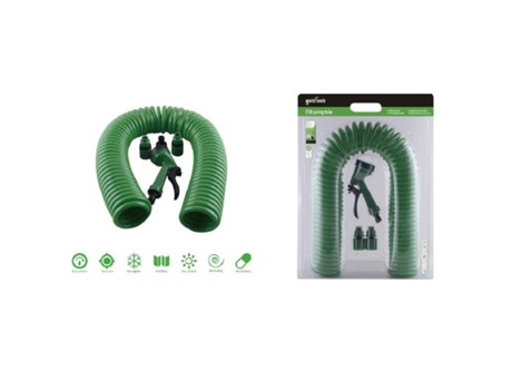 Manguera de Muelle Espiral 7.5Mt Con Pistola de Riego Bomba de Jardín 57517 KAELA