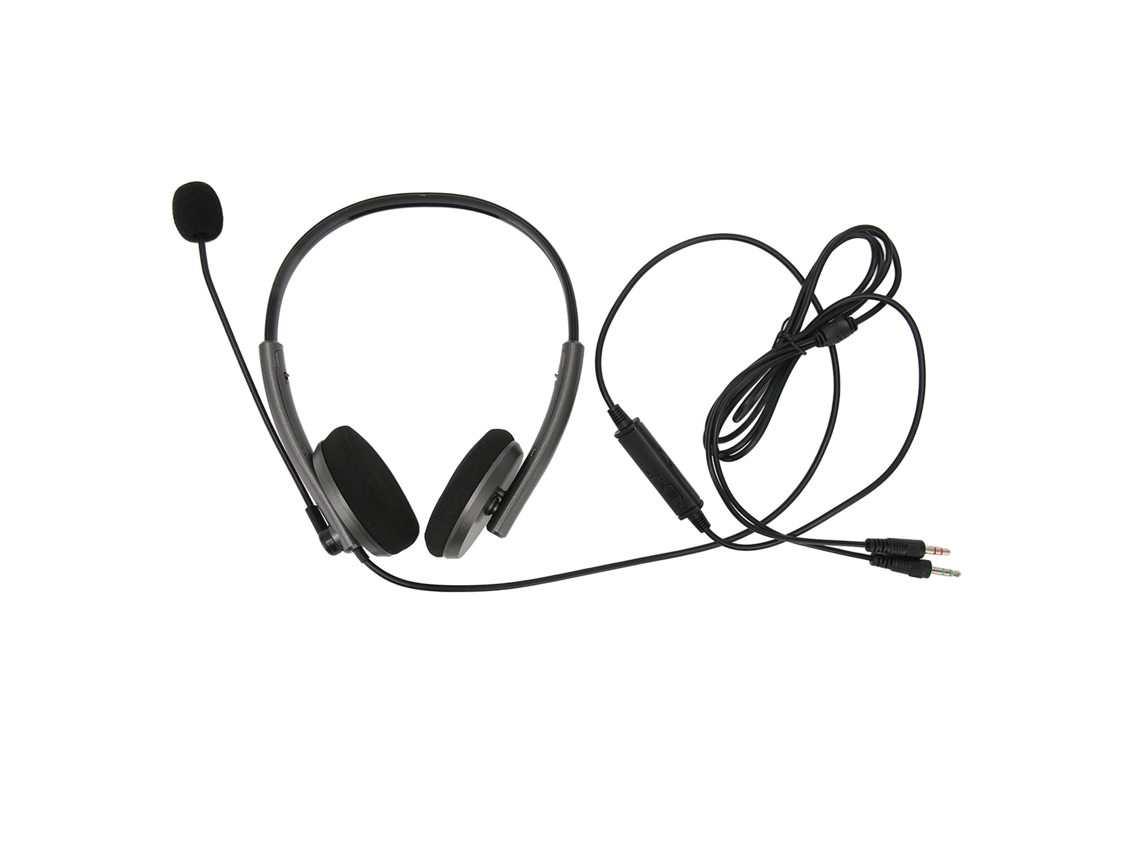 Auriculares Modernos Hd Con Doble Salida De 3,5 Mm Y Cancelación De Ruido Para Centros De Llamadas, Color Gris Espacial.