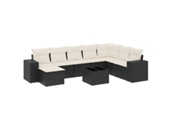 Conjunto de 9 sofás de jardín con cojines, mimbre, negro, MAISON EXCLUSIVE (9 piezas)