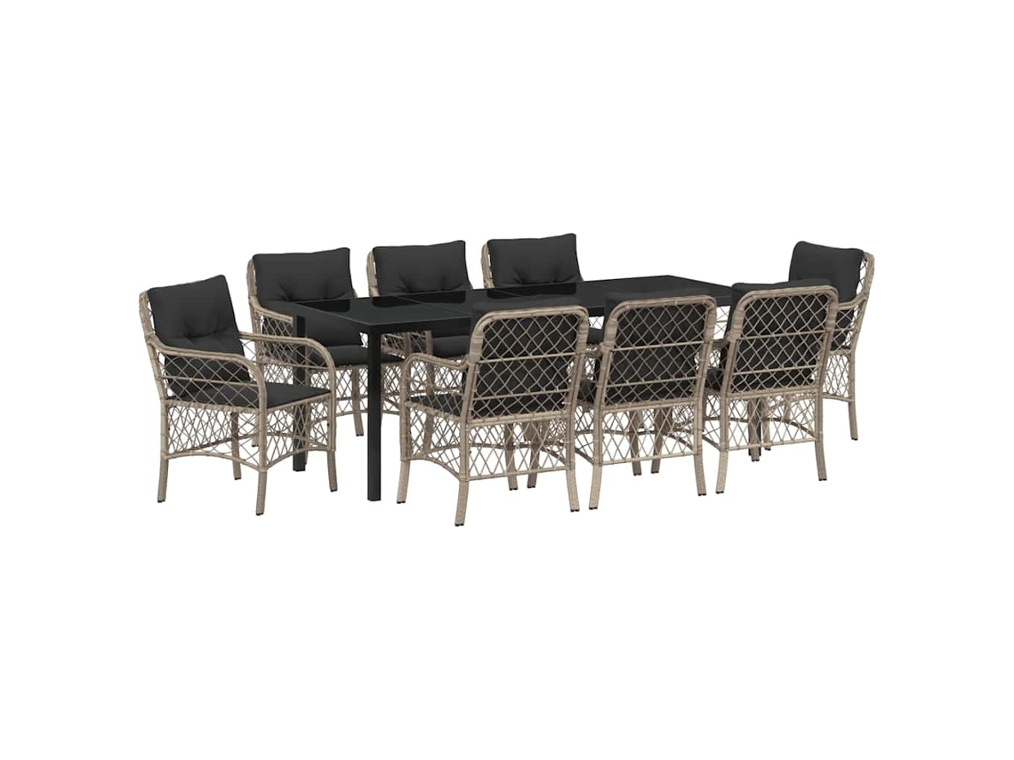 Maison Exclusive - Conjunto De Comedor De Jardín 9 Pcs Gris Claro Ratán Sintético
