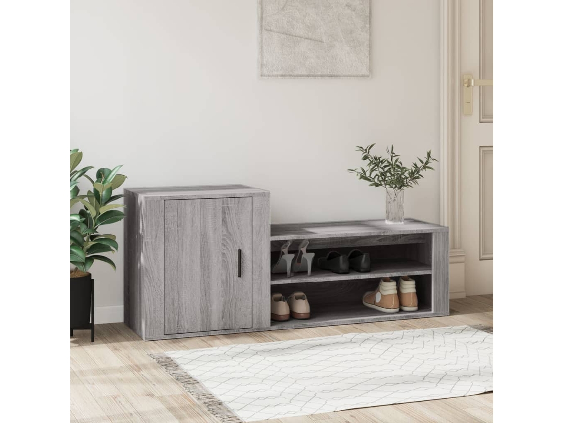 Mueble Zapatero | Armario Zapatero Madera Contrachapada Gris Sonoma 130x35x54 Cm
