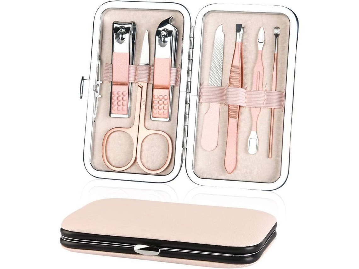 Kit De Manicura Profesional, 7 Piezas Con Estuche De Cuero, Ideal Para Viajes Y Uso Doméstico.