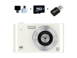 Cámara Digital Portátil 4k De Alto Píxel Con Zoom 16x Y Luz De Relleno Y Tarjeta De Memoria 64g Zruxe (blanco)