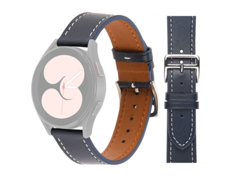 Correa de piel auténtica 20mm para Samsung Galaxy Watch4 40mm/44mm/Garmin Venu 2 Plus - azul medianoche