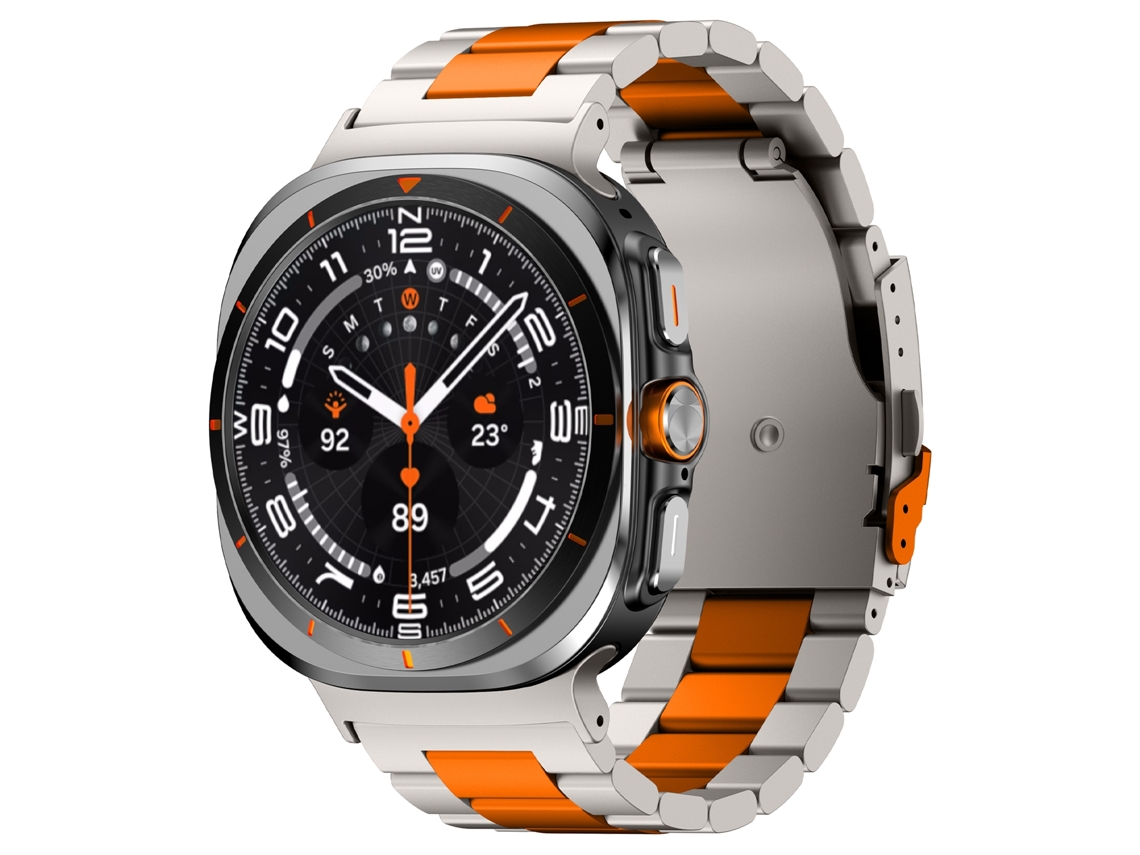 ZRUXE Correa para Samsung Galaxy Watch Ultra 47 Mm Tres Cuentas Correa De Reloj De Metal De Aleación De Titanio Titanio Naranja