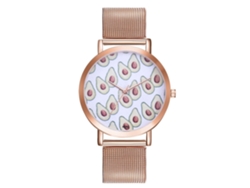 Reloj De Pareja Ultra Delgado Dial Redondo De Acero Inoxidable Con Correa De Malla Oro Rosa