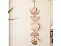 Decoración De Pared De Madera Con Fases Lunares: Un Carlino Decorativo Con Energía Espiritual Y Estilo Bohemio.