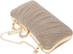 Bolso de noche elegante para mujer de Ciieeo, en satén dorado plisado, estilo clutch con lentejuelas.