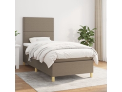 Cama Box Spring Con Colchón Tela Gris Taupe 90x200 Cm