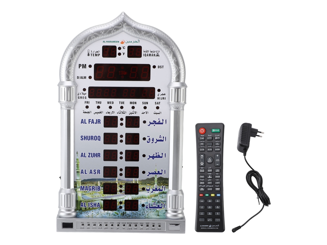 Reloj De Oración Musulmán Digital Led Azan Con Control Remoto Para Montaje En Pared Y Sobremesa.