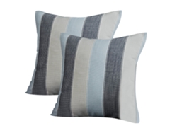 2 Fundas De Almohada Rústicas A Rayas, Colores Oscuro, Gris Y Beige