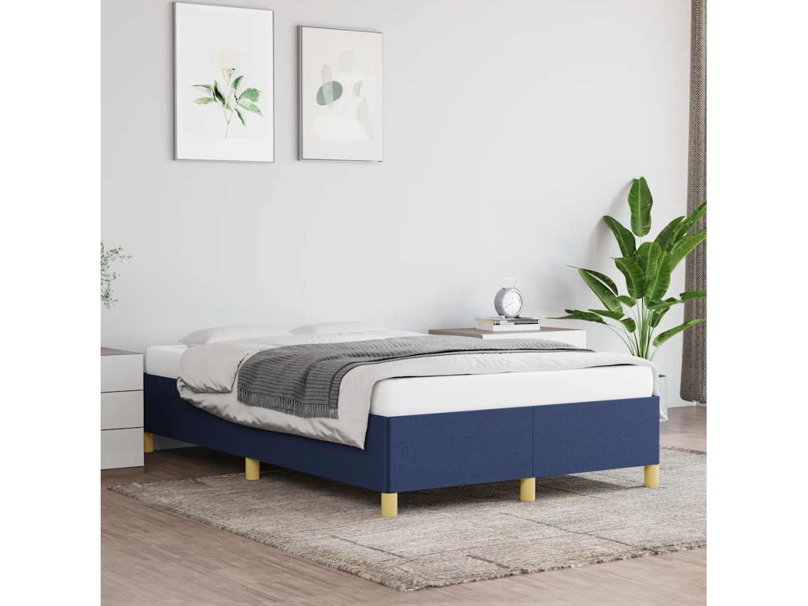 Estructura De Cama Sin Colchón Tela Azul 120x190 Cm