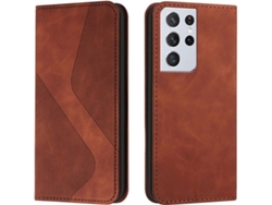 Funda Samsung Galaxy S22 Ultra HFS-HOUSE Cuero Pu S Line (Marrón)