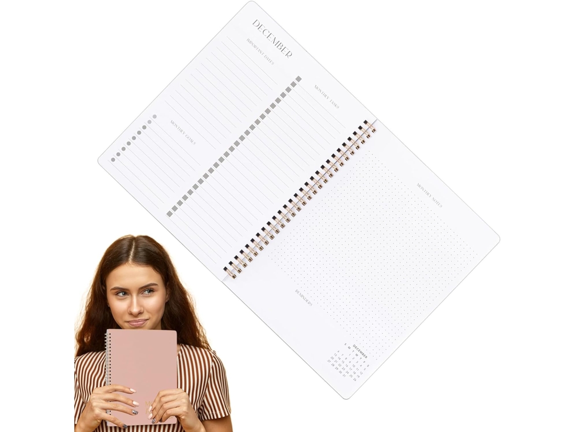 Agenda Mensual, Organizador De Horarios Estético, Diario De Tareas Práctico