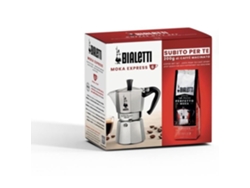 Cafetera Italiana + 1 Café Perfetto Moka Classico (6 Tazas) - 0,30 L - Pack 250 G - Plata