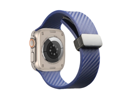 Correa de reloj inteligente para Apple Watch 7 41 mm Patrón de fibra de carbono Hebilla magnética Correa de silicona (azul real)