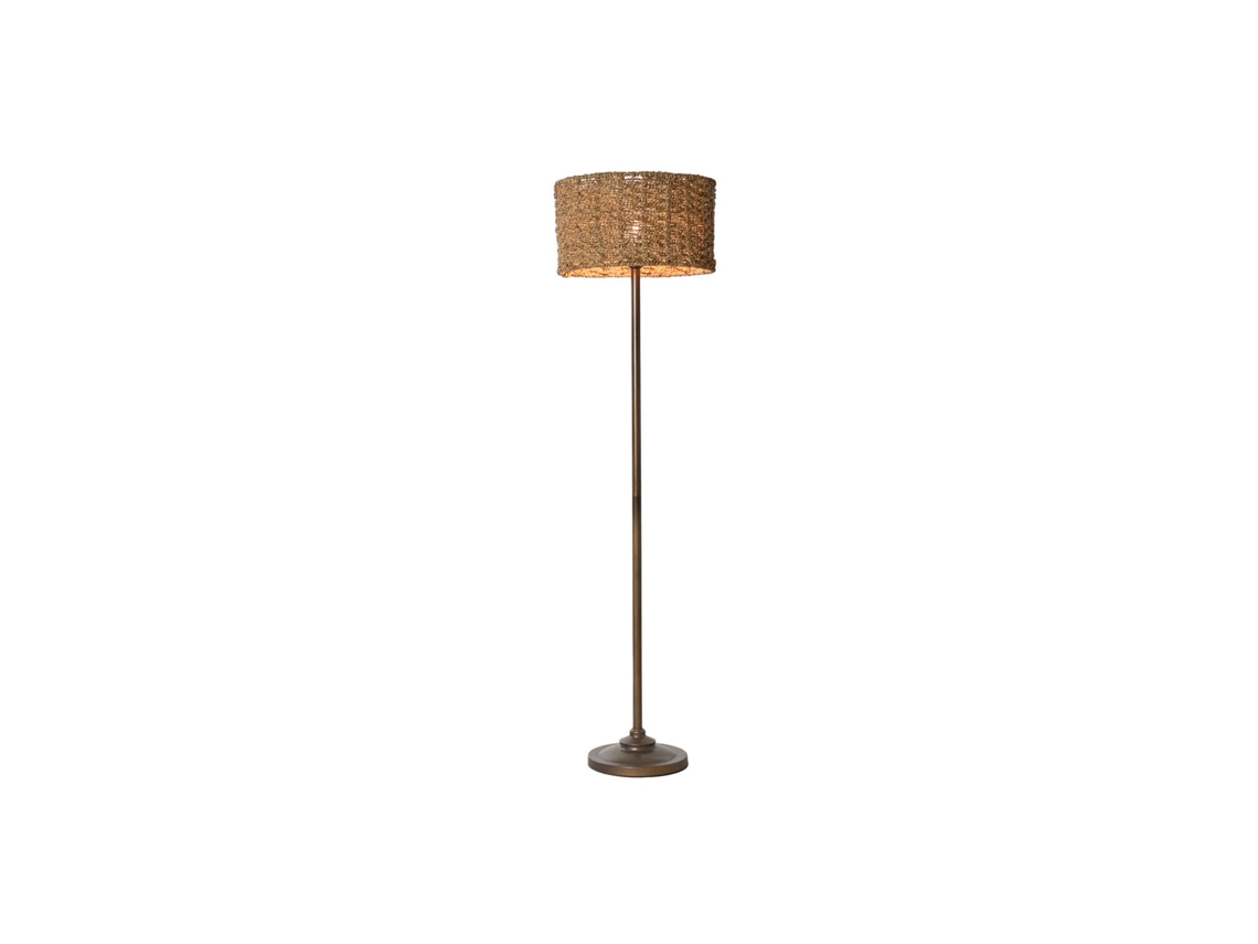 Lampara Pie Metal Fibra Marron 41x41x156cm