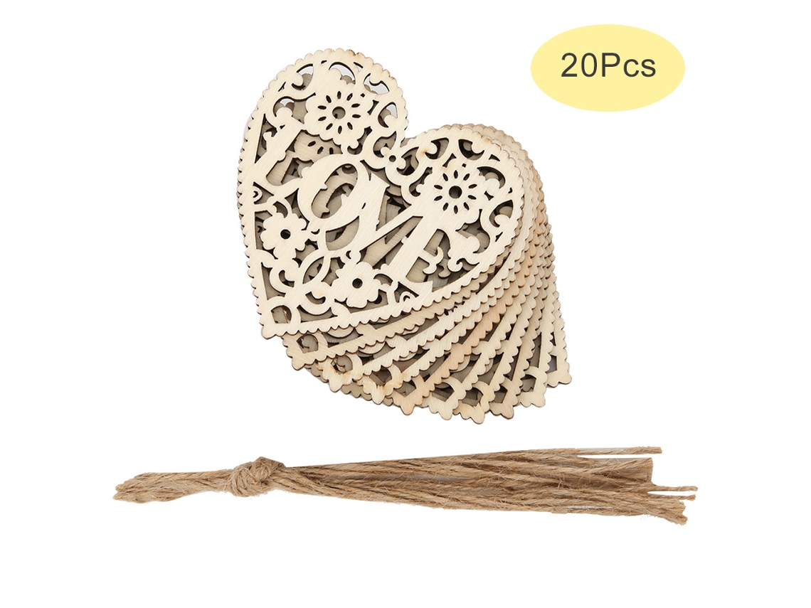 20 Colgantes De Madera Huecos Con Forma De Corazón Y Letras Love Para Decoración Diy, 80x80 Mm