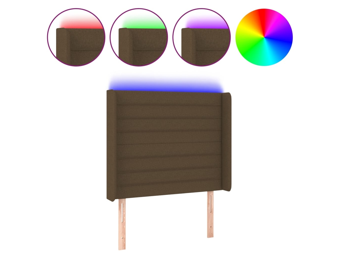 Cabecero con luces LED, tela marrón, MAISON EXCLUSIVE (83x16x118 cm)