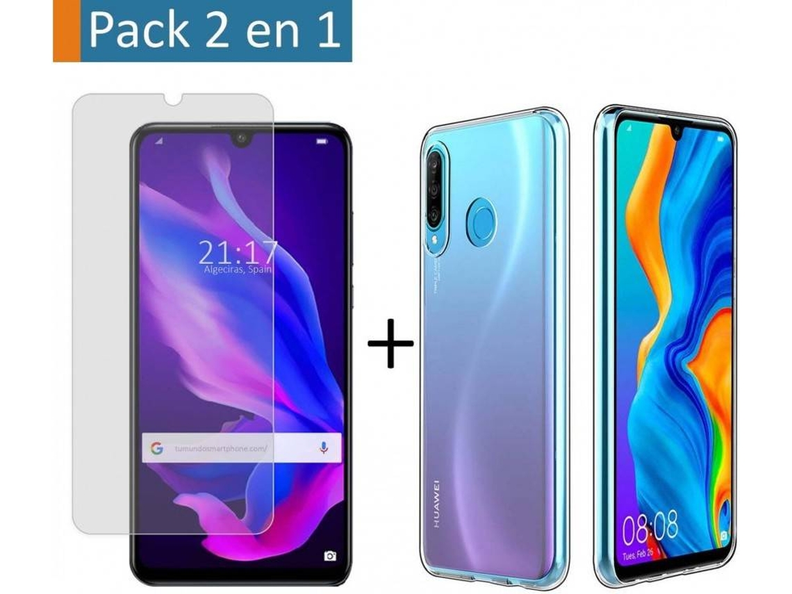 Carcasa + Protector de Pantalla Huawei P30 Lite TUMUNDOSMARTPHONE Gel Transparente Transparente