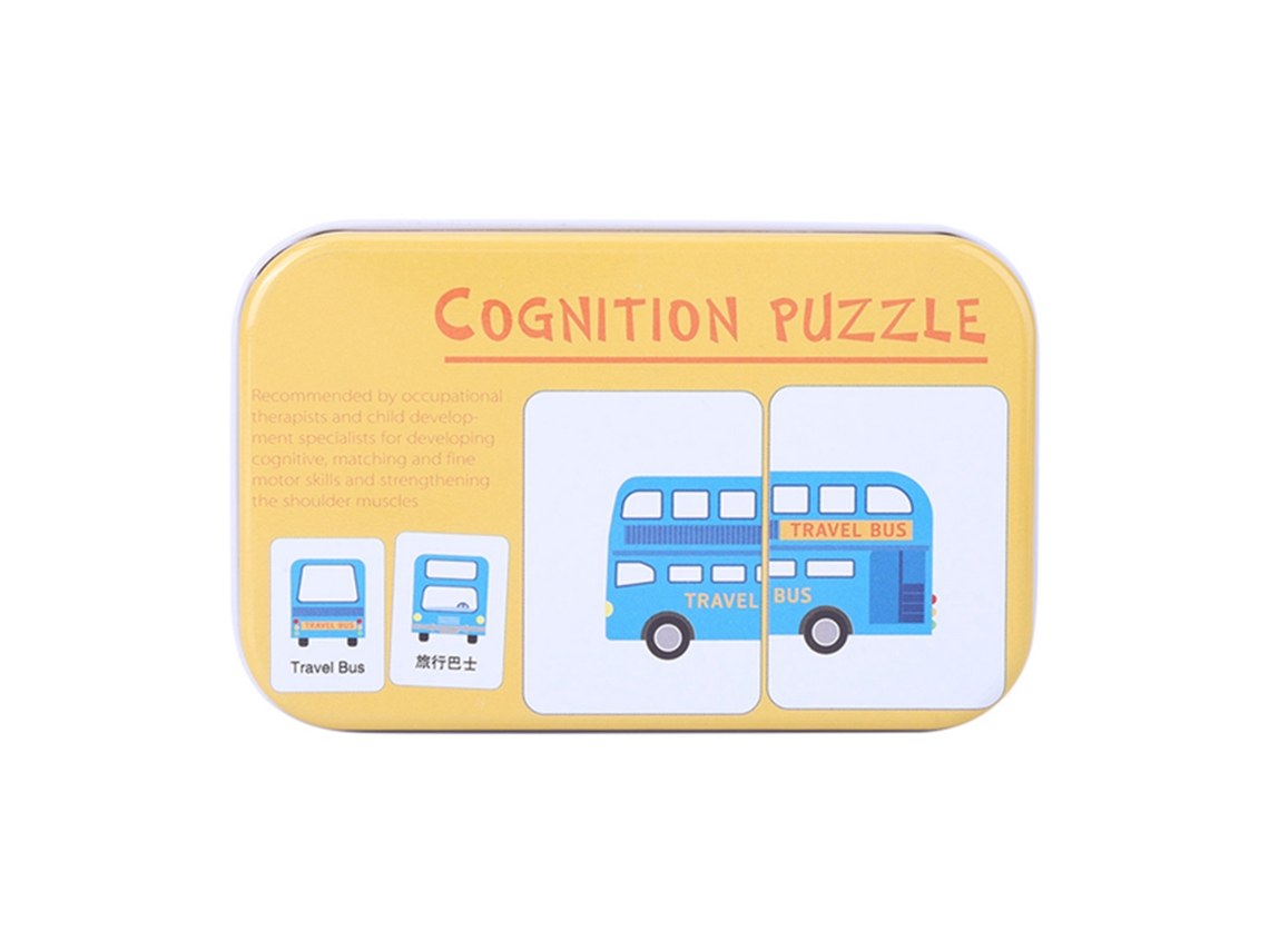 Tarjetas De Rompecabezas De Aprendizaje Cognitivo Para Preescolares Con Juguete Educativo De Vehículo De Caja De Hierro Para Bebés