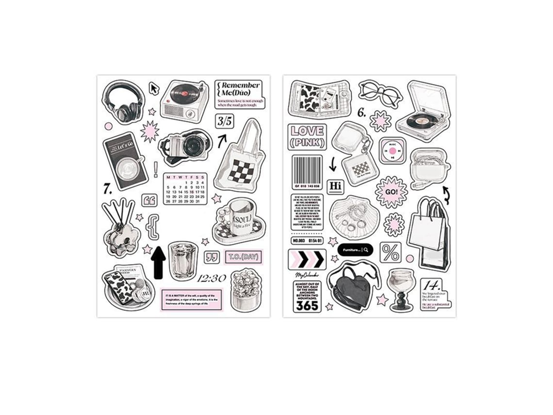 2 pegatinas autoadhesivas para scrapbooking, diseño de dibujos de dibujos animados, manualidades, regalos, botellas de agua, gadgets y más.