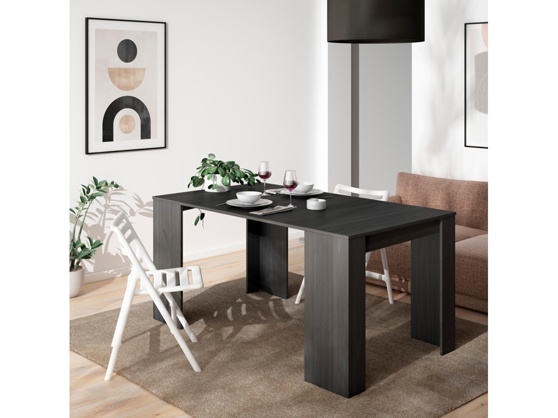 Mesa Consola extensible 160 Para 8 comensales Comedor y cocina Negro SKRAUT HOME