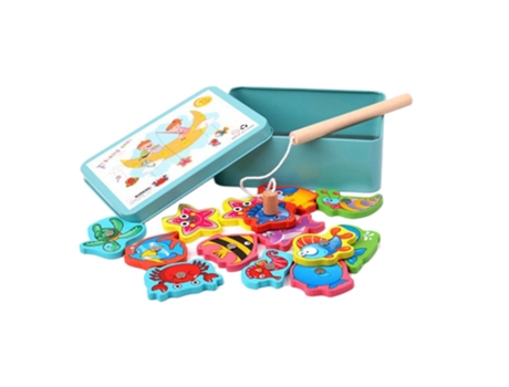 Juego de Juego de Pesca Magnético Para Niños En Caja de Hierro Eléctrico Azul