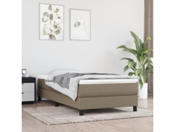 Cama Box Spring Con Colchón Tela Gris Taupe 90x200 Cm