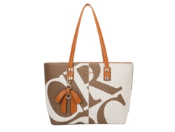Bolso tote Donna con estampado de letras extragrandes y detalles decorativos en marrón Fiocco Gallantry