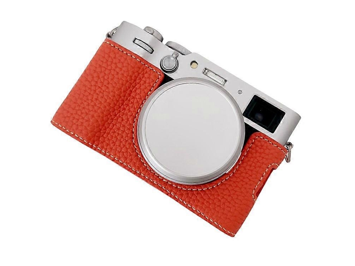 Bolsa de cuero con textura de lichi para cámara Fujifilm X100vi, cubierta inferior, batería fácil de reemplazar.