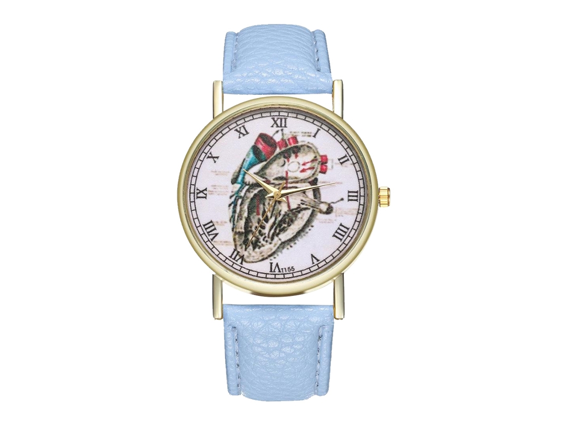 Reloj De Pulsera Unisex Ligero De Cuero Azul A La Moda Para Hombres Y Mujeres.