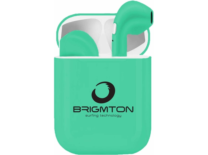 Auriculares Bluetooth True Wireless BRIGMTON BML-18-A (In Ear - Micrófono - Verde)