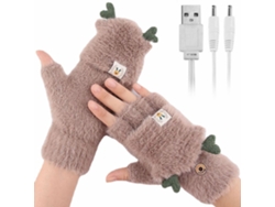2026-guantes Calentados Invierno Sin Dedos Con Pelusa Cuernos Suaves Para Mujer Y Hombre