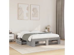 Estructura De Cama Madera De Ingeniería Gris Sonoma 135x190 Cm