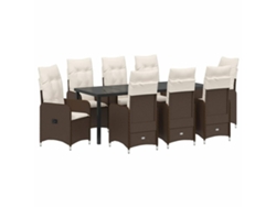 Maison Exclusive - Conjunto De Comedor De Jardín 9 Pcs Marrón Ratán Sintético