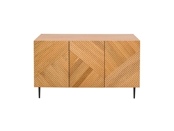 Aparador 3 Puertas de Madera Clara de Roble Macizo Y Metal Negro 135 Cm Archipel MILIBOO