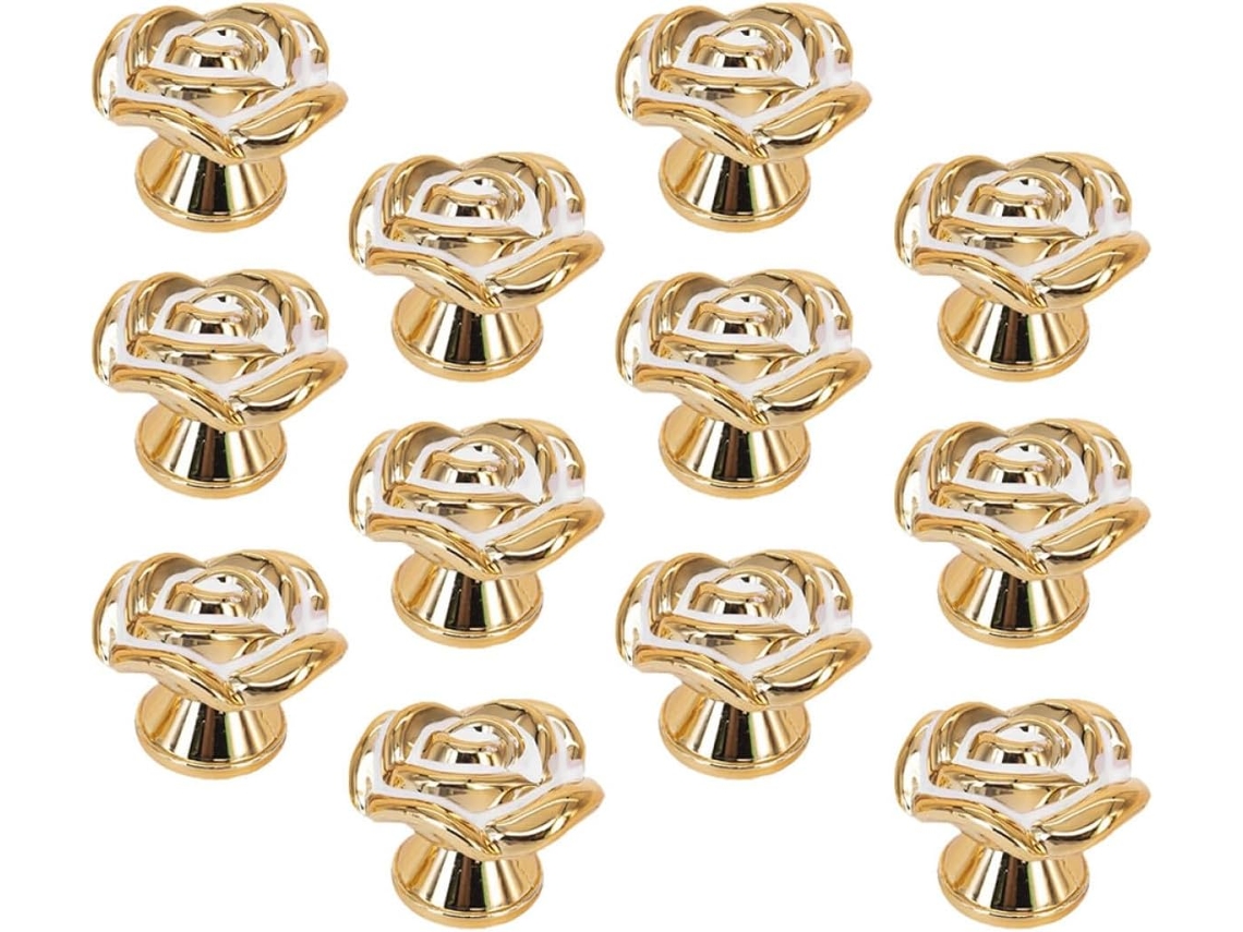 Juego de 15 tiradores para muebles y armarios con tallados en rosa, de 33 mm, aptos para diversos usos.