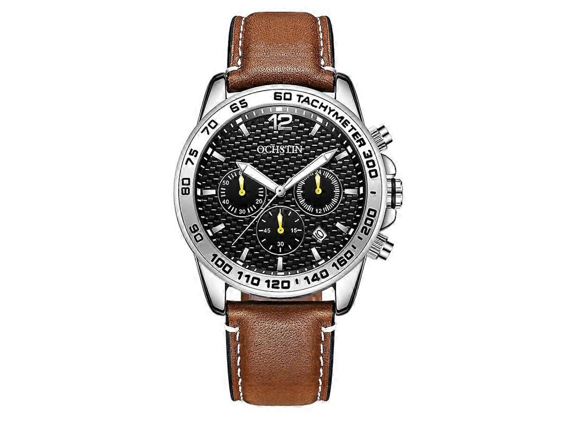 Reloj de pulsera deportivo de cuero resistente al agua Ochstin 6117 Hengrongshen (negro)
