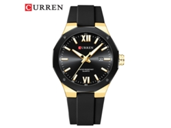 Reloj Deportivo Casual Para Hombre (dorado Y Negro) Con Correa De Caucho, Calendario Y Resistente Al Agua.