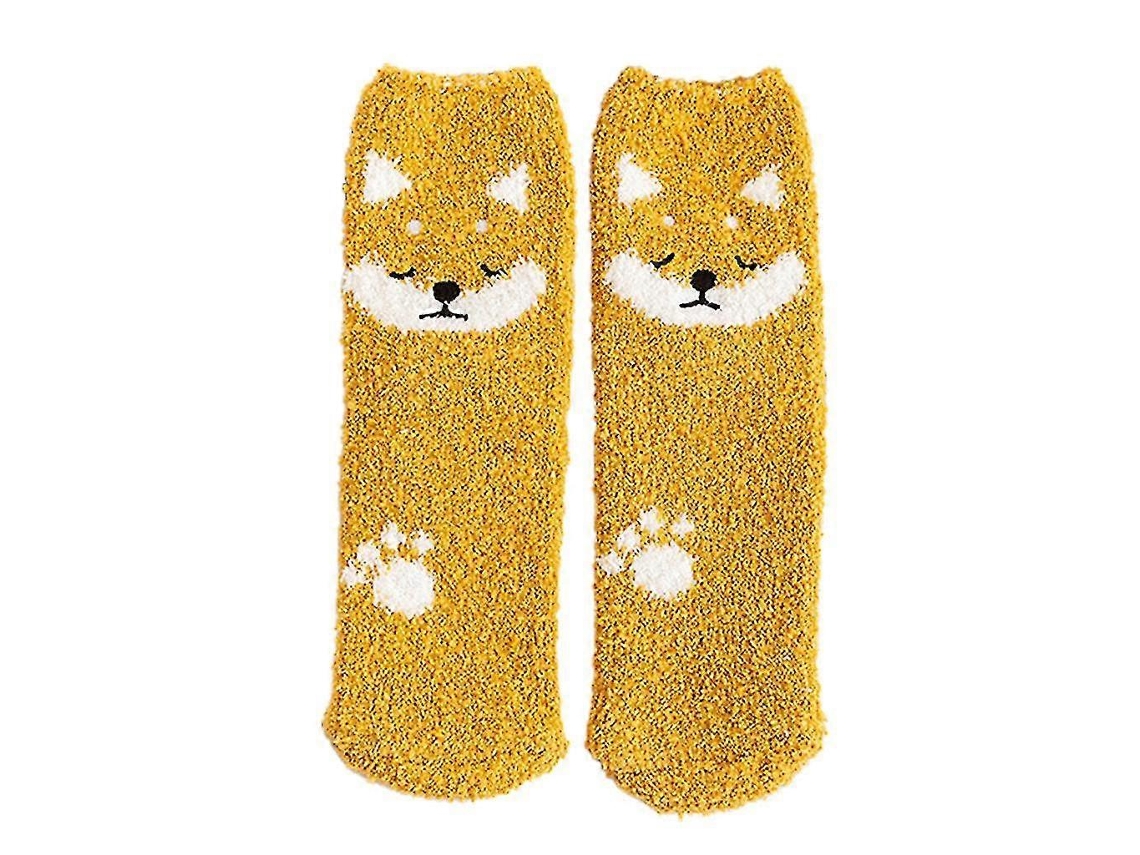 Calcetines de mujer con bonitos animales, cálidos calcetines de terciopelo coral para invierno.