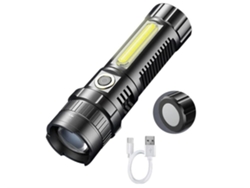 Linterna LED Ultra Brillante de Alto Lumen con Luz Lateral Cob Linterna Portátil Impermeable con Clip 4 Modos de Zoom Negro YEMAESRE