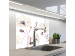 Salpicaderos De Cocina Flores - Pastel - Plantas - Blanco 80x80 Cm